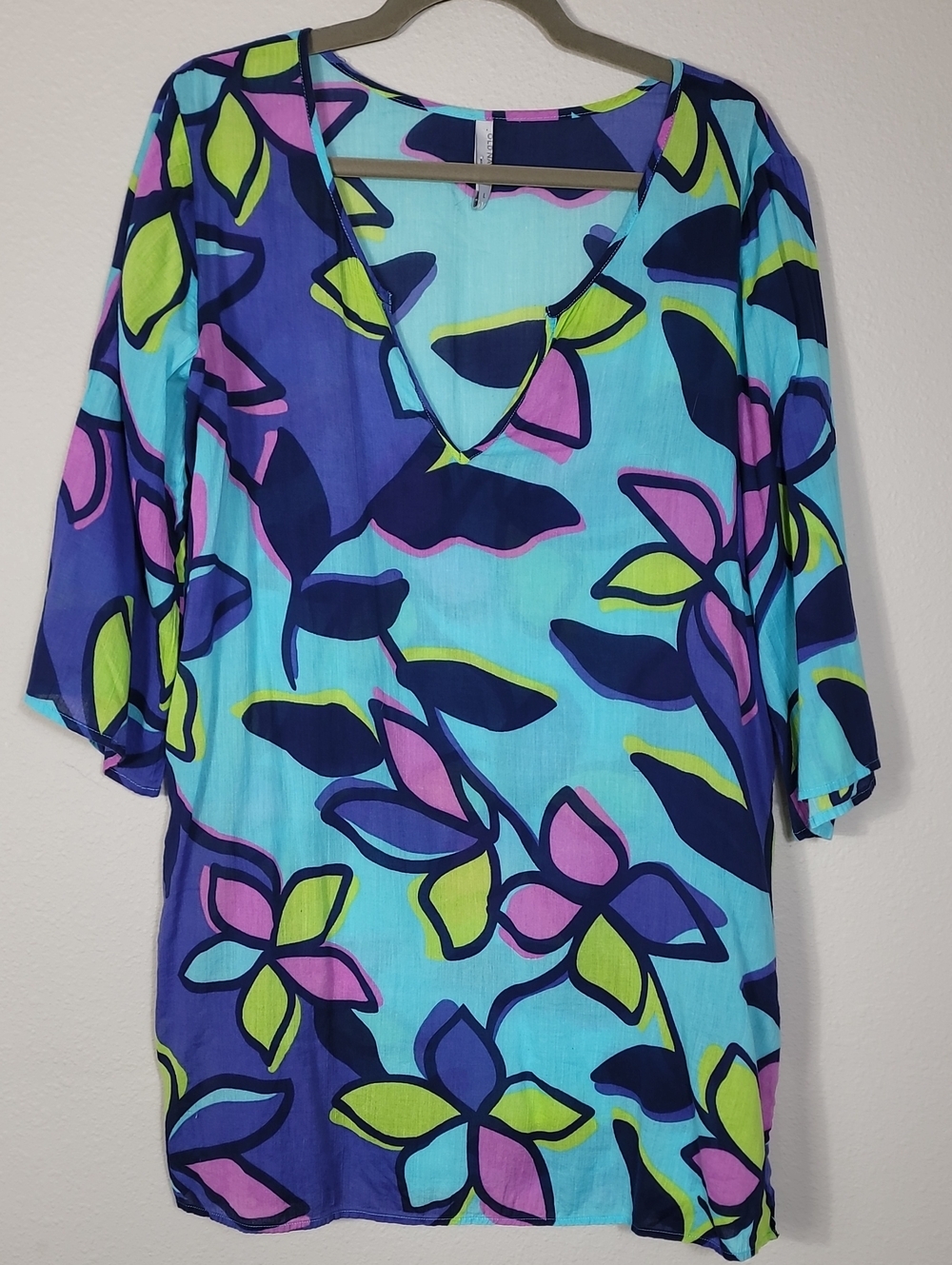 Old Navy Colorful Cotton Tunic Coverup Dress Size Large Resort Beach Coastal